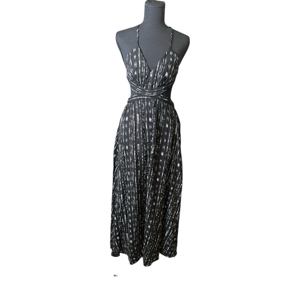 Surf Gypsy Jumpsuit Women S Black Excellent Cutout Wide Leg Rayon Boho IM4082